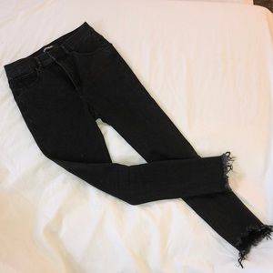 Grey-washed frayed hem jean leggings.  New.